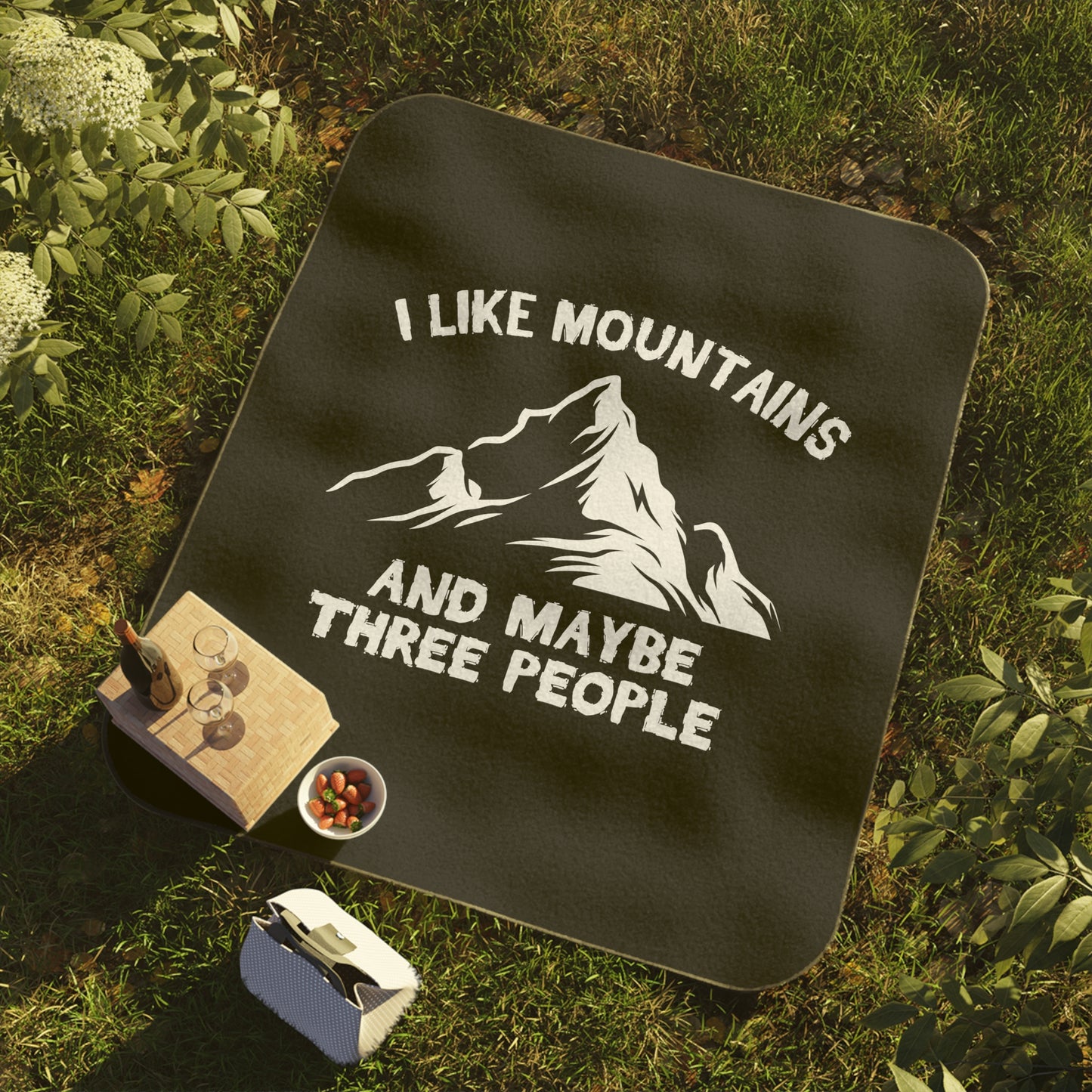 Comical I Like Mountains Water-Resistant Picnic Blanket