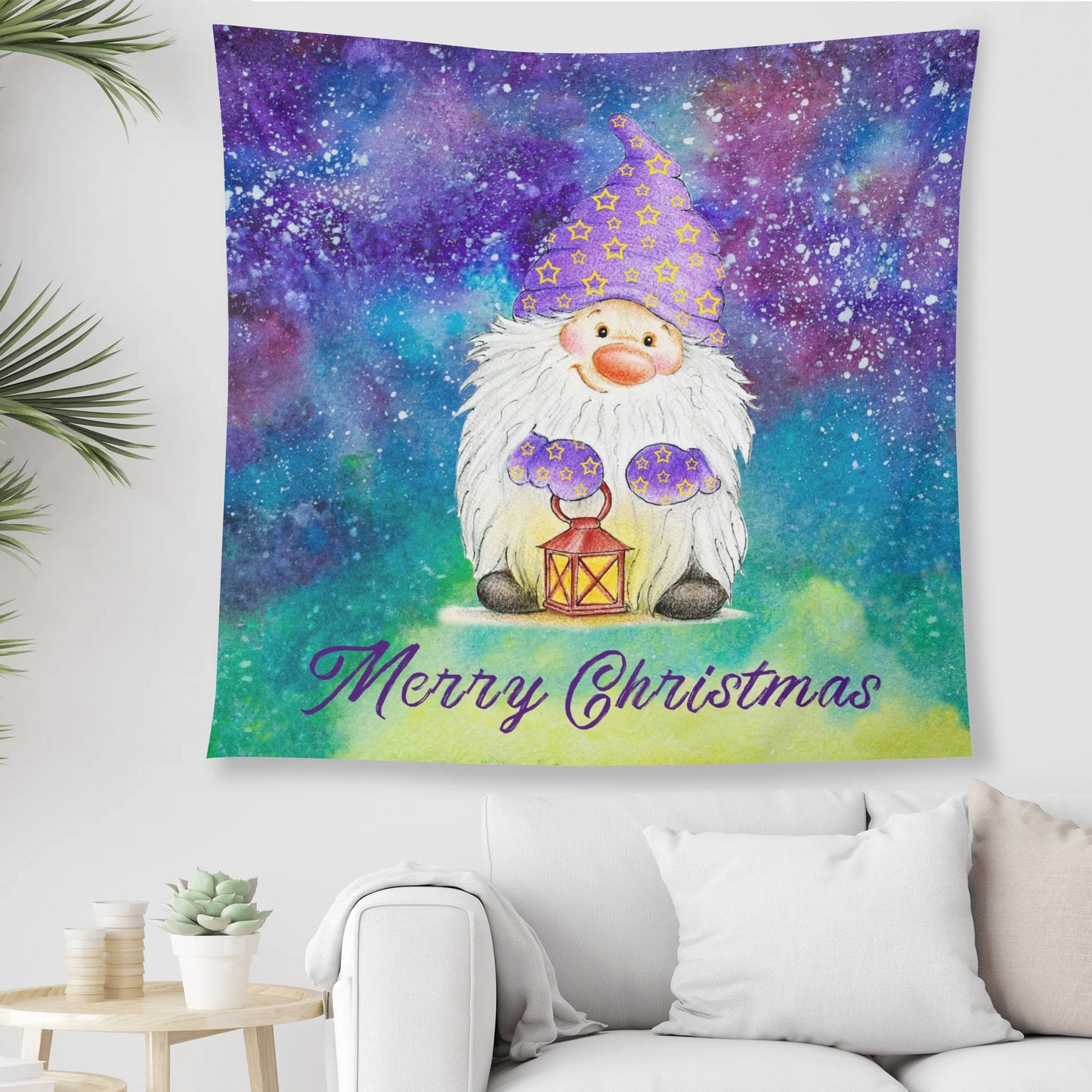 Gnomes for Christmas Polyester Peach Skin Wall Tapestry 6 Sizes