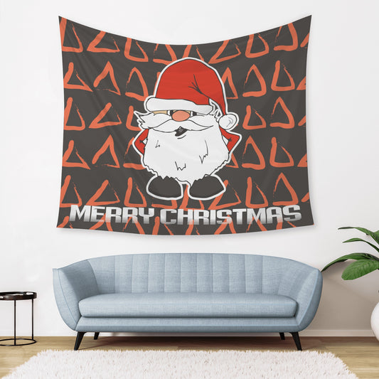 Merry Christmas Santa On Orange and Black Wall Tapestry