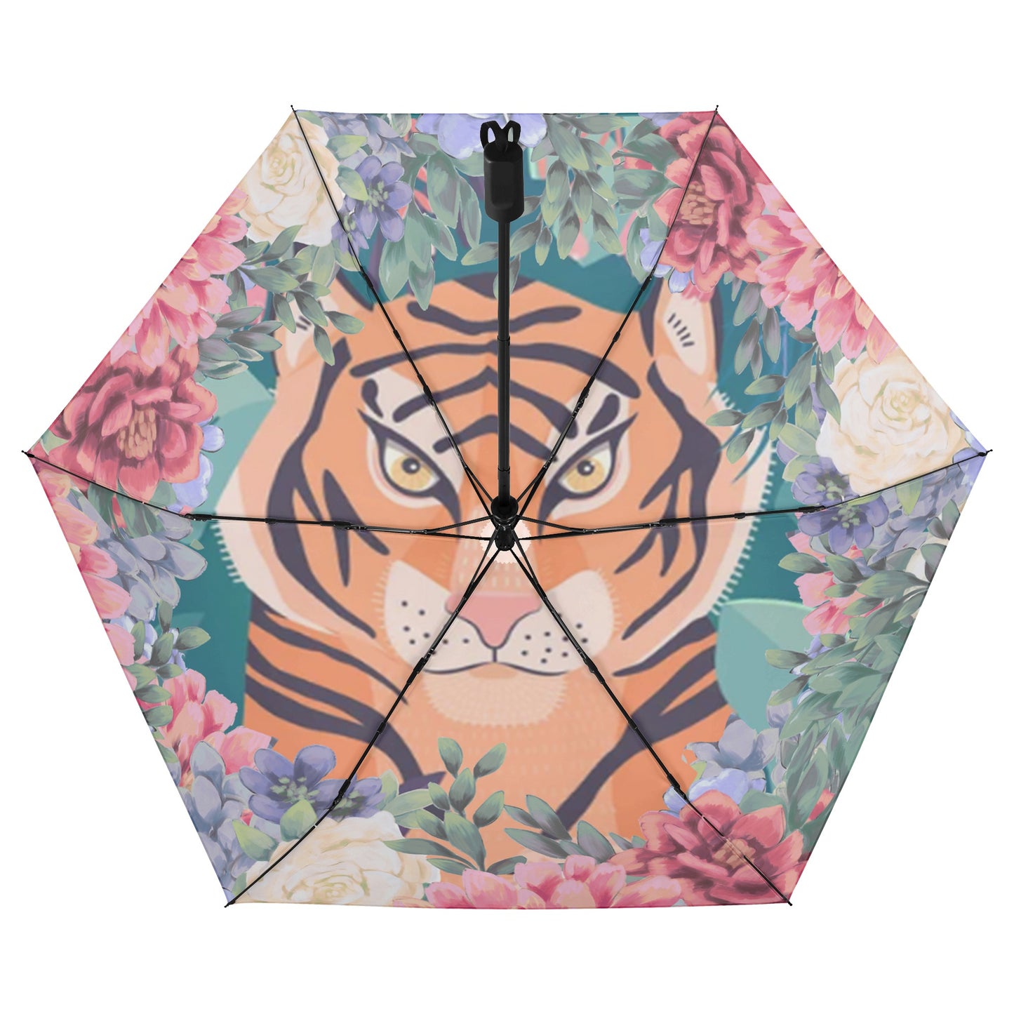 Tiger Print Lightweight Manual Folding Umbrella Printing Outside