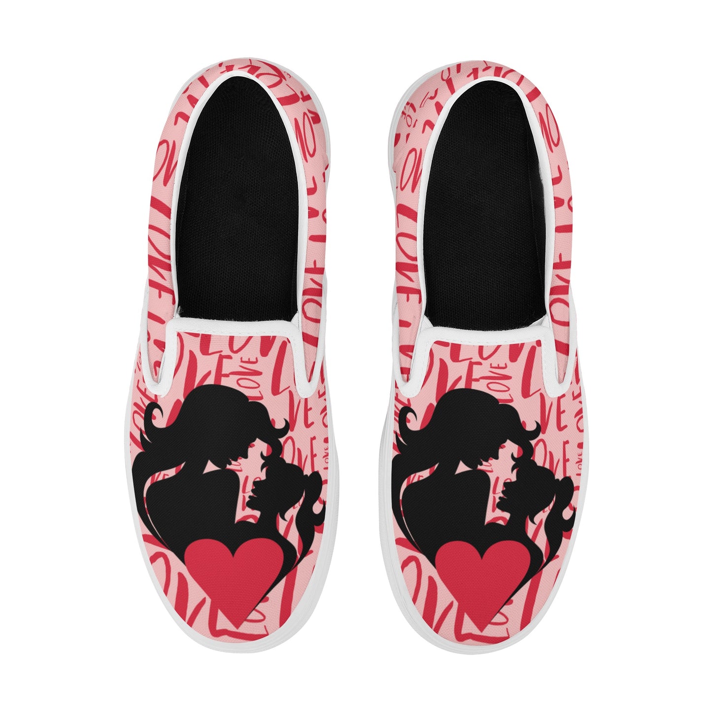 Womens New Style Skate Slip On Shoes Pretty in Roses and Covered In Love