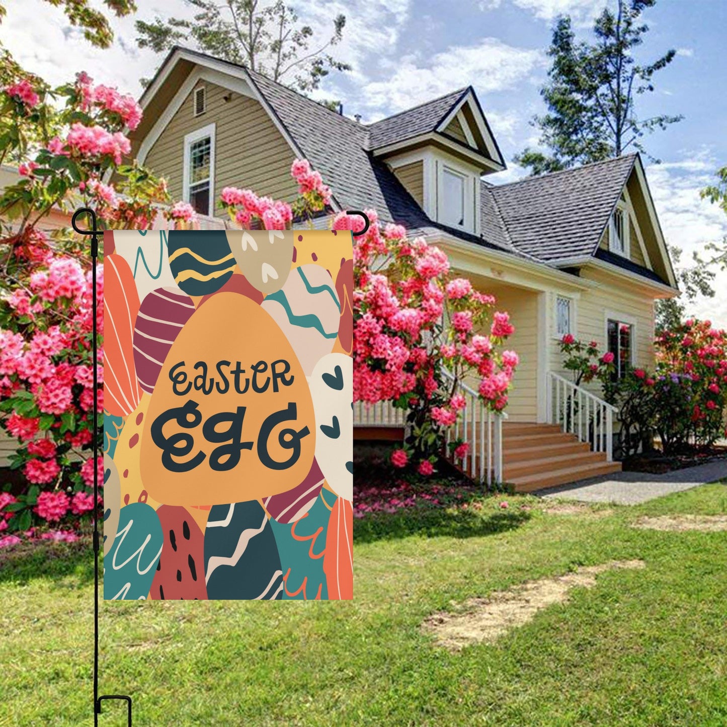 Hippy Easter Morning Banner, Satin Garden Flags 12X18 In