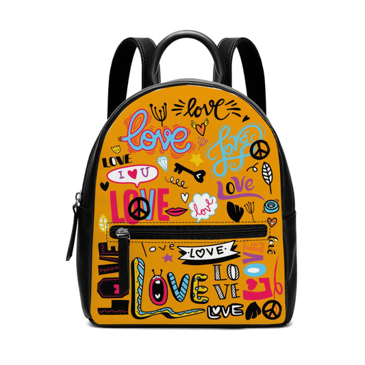 Orange Based Back to School Cute You Are Love PU Backpack