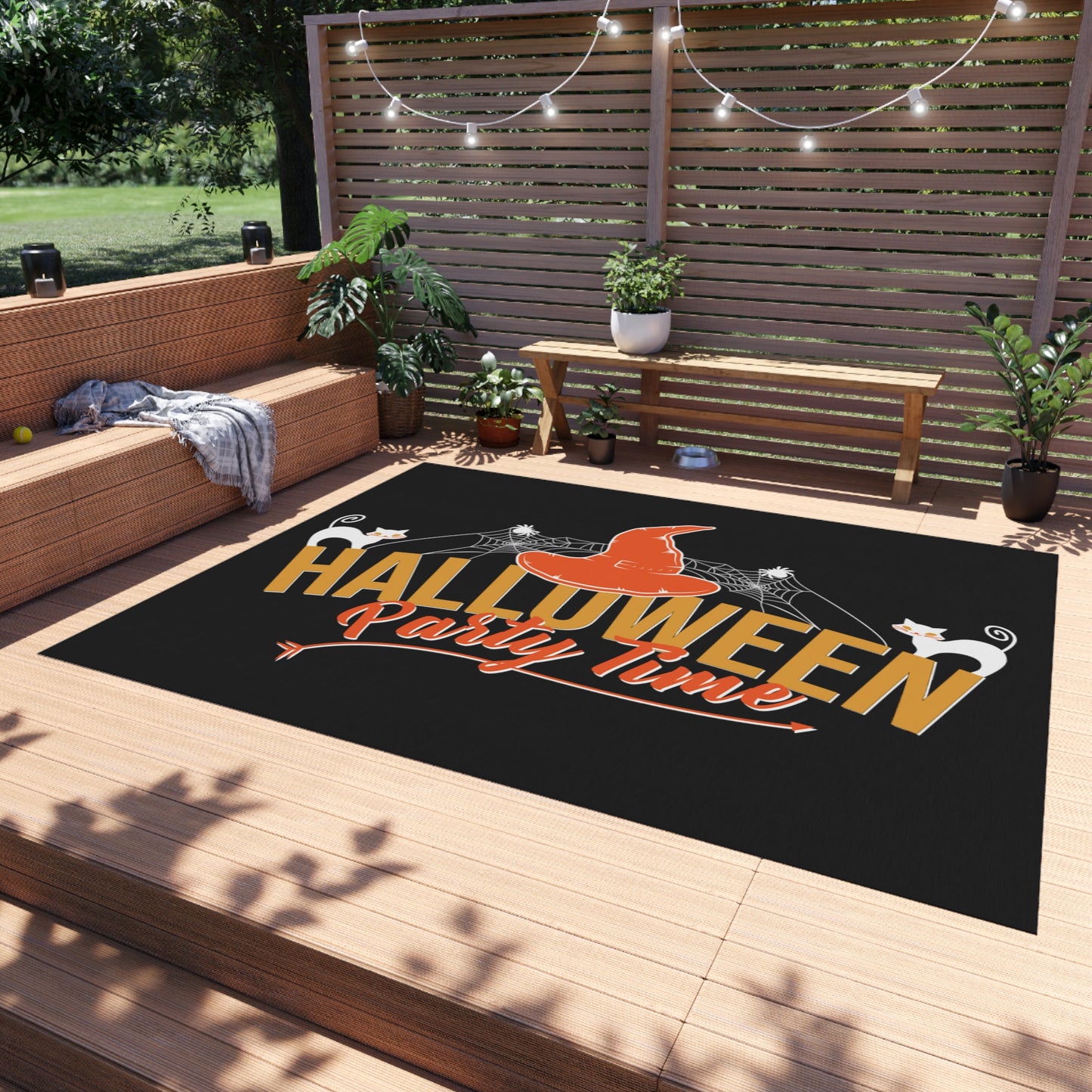 Halloween Greetings to Welcome To The Party Outdoor Rug