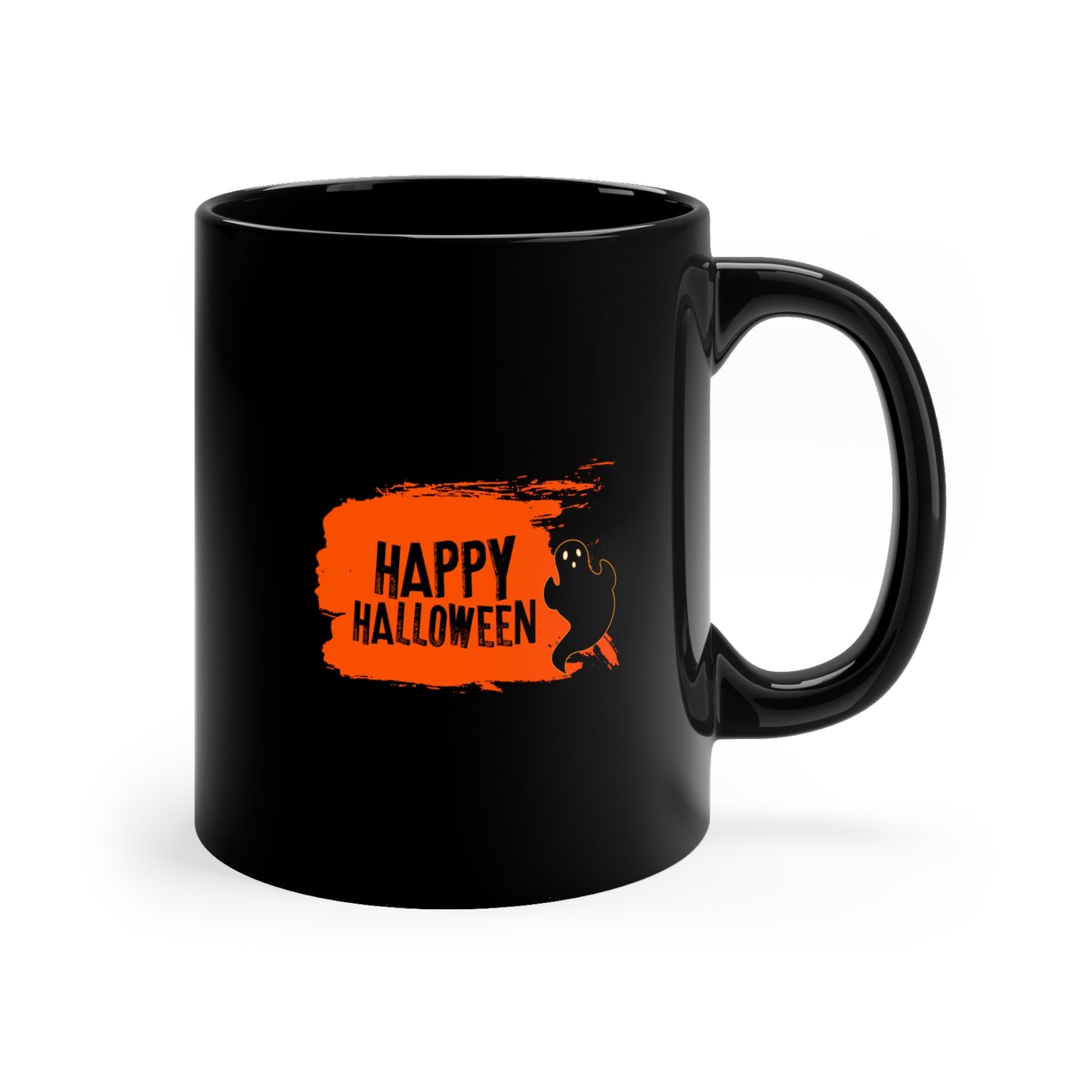 Ghostly Happy Halloween 11oz Black and Orange Coffee Mug