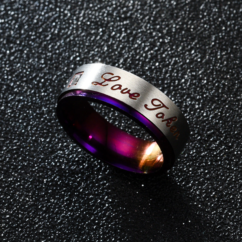 European And American Fashion Couple Colorful Purple Ring Personalized