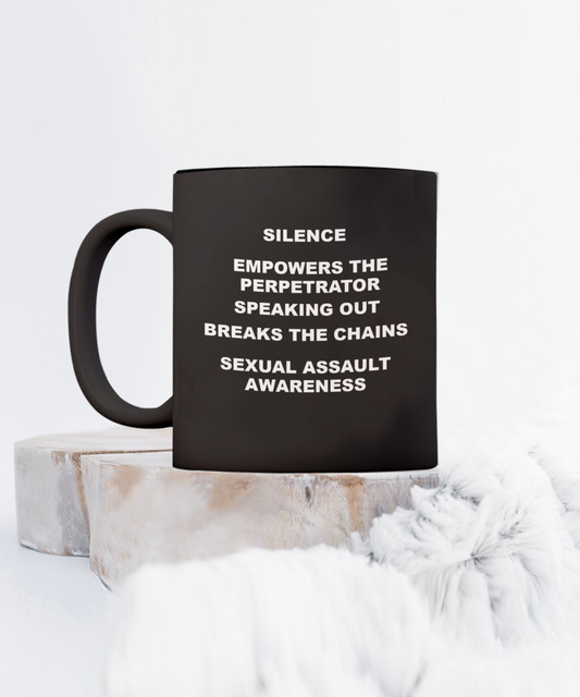 Sexual Assault Awareness Mug Black/White, 2 Sizes to Choose From