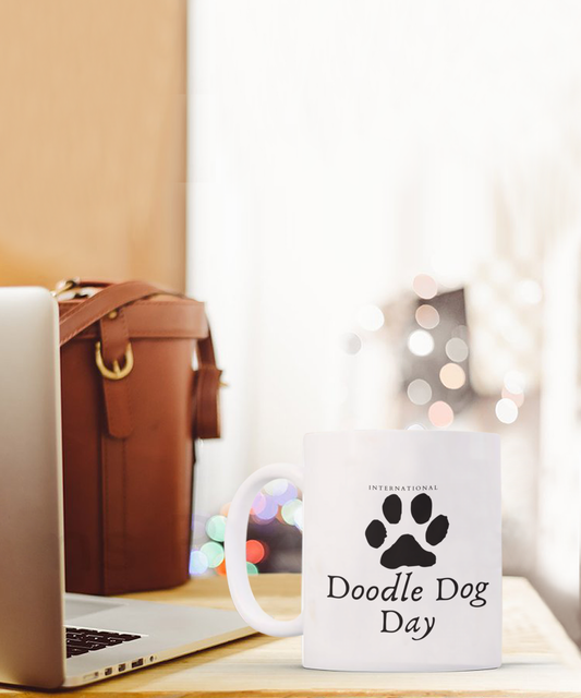 Celebrate International Doodle Dog Day With A White/Black Mug Available in 2 Sizes