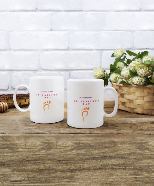 Go Barefoot Day Mug White With Colorful Design Available In 2 Sizes