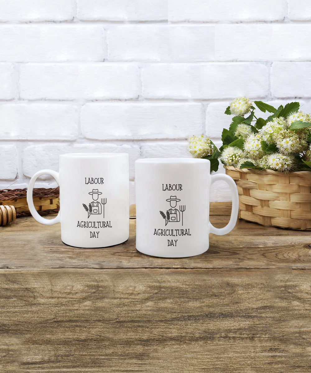 Cute Labour and Agricultural Day Mug to Celebrate our Farmers White/Black Available In 2 Sizes