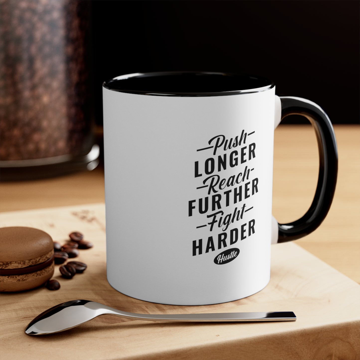 Push Harder Motivational Accent Coffee Mug, 11oz Mulitple Accent Colors