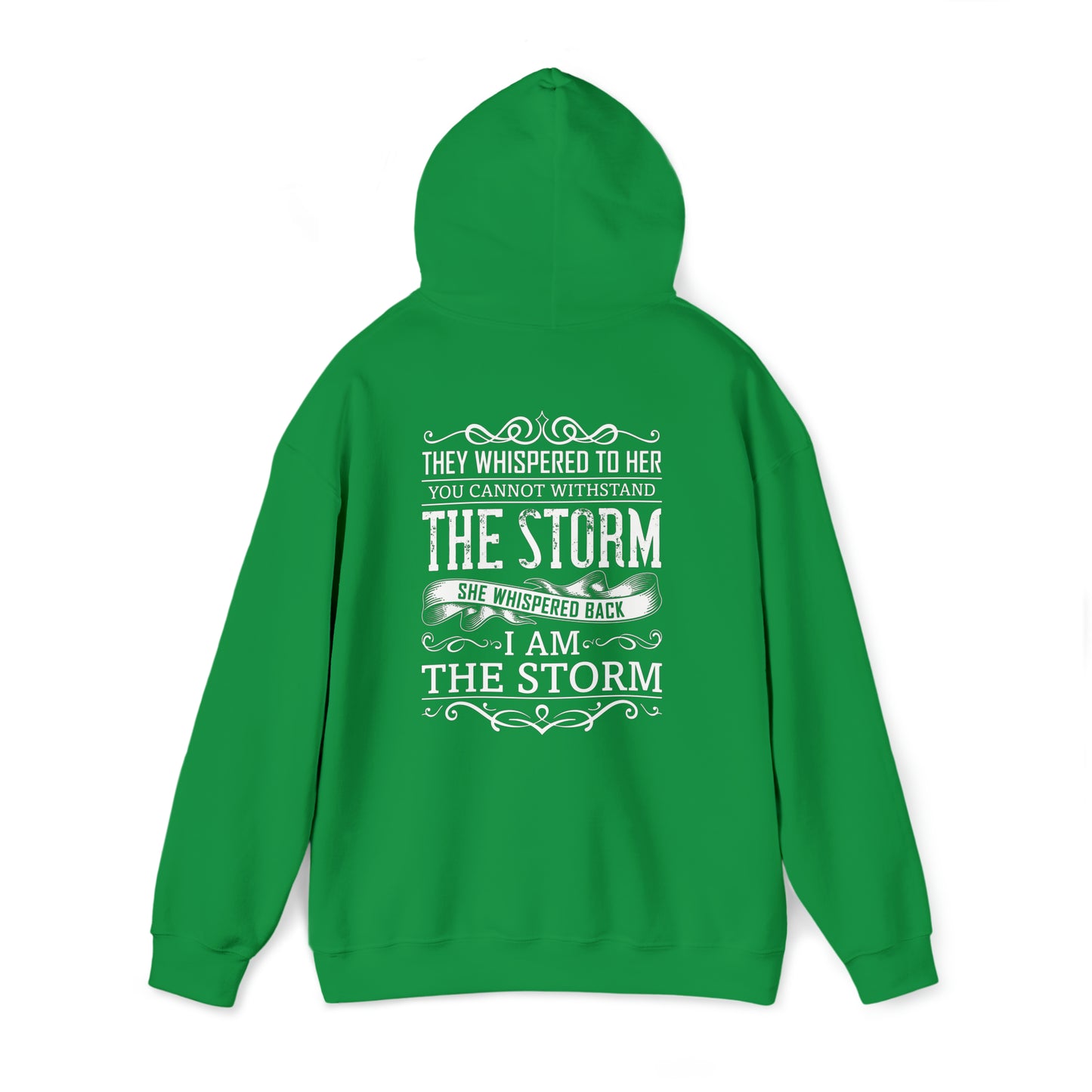 She is the Storm Back Printed Heavy Blend™ Hooded Sweatshirt