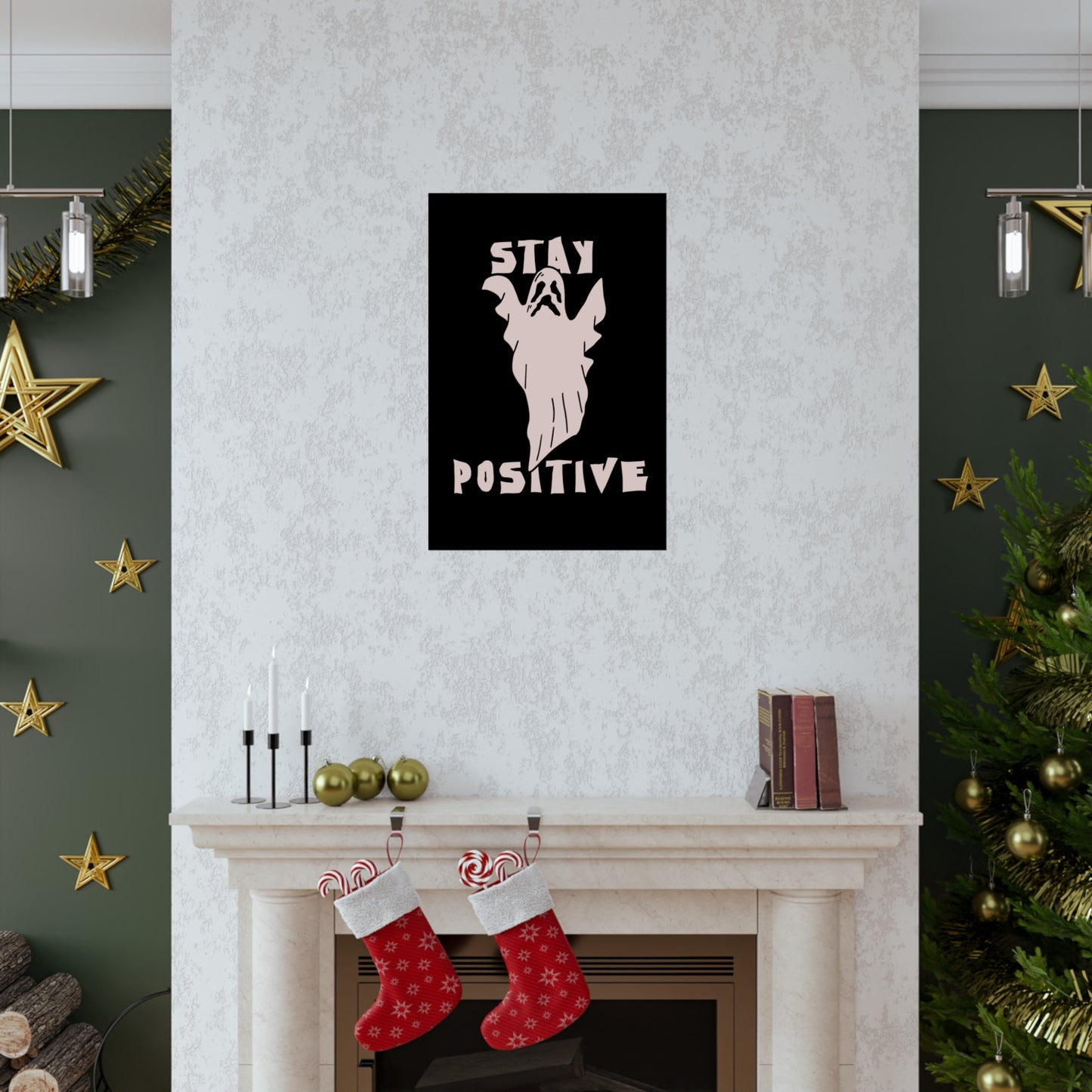 Motivational Stay Positive Ghost Premium Matte Vertical Posters For Halloween Fun