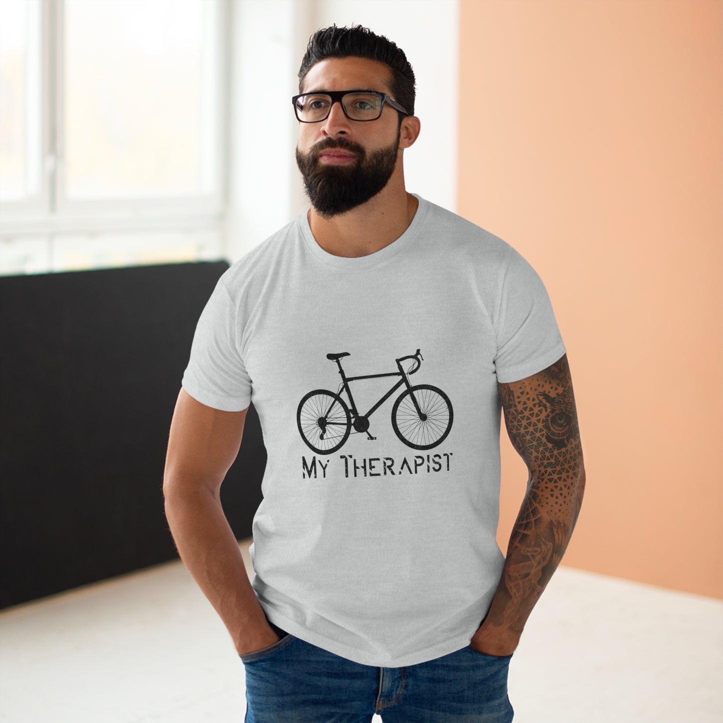 Bicycling is My Therapist Single Jersey Men's T-shirt