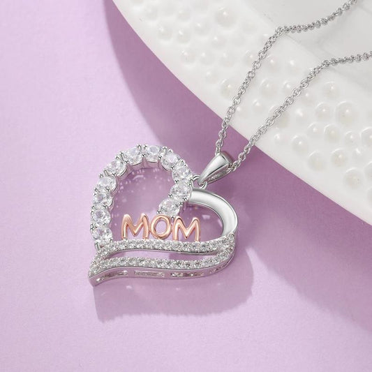 Creative Mother's Day "Mom" Love Diamond Pendant Necklace