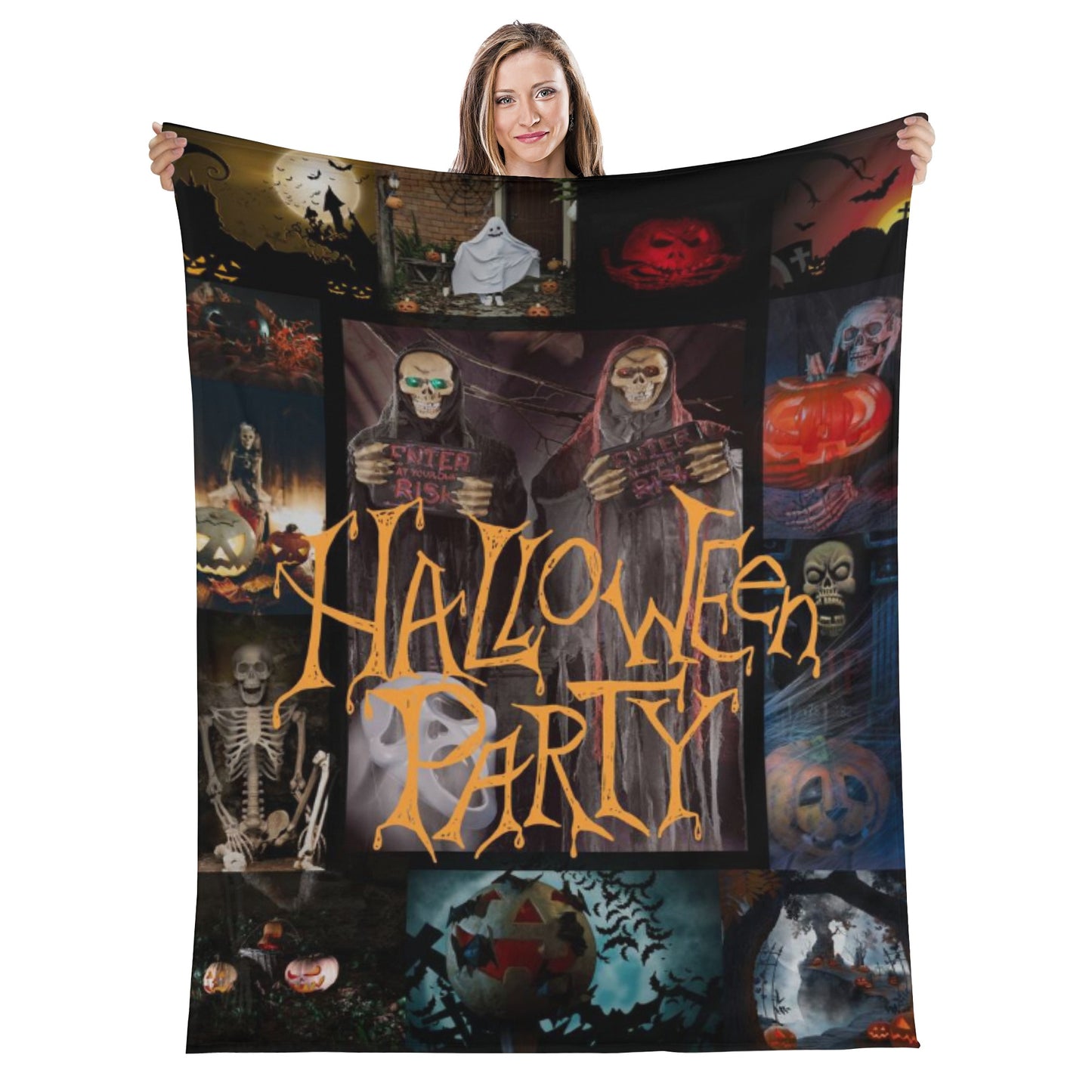 A Halloween Party Vertical Flannel Breathable Blanket 4 Sizes