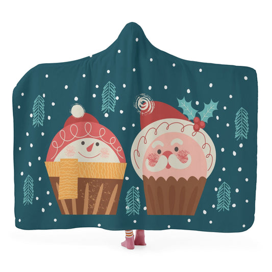 Christmas Cake with Mrs. Claus and Santa Hooded Blanket