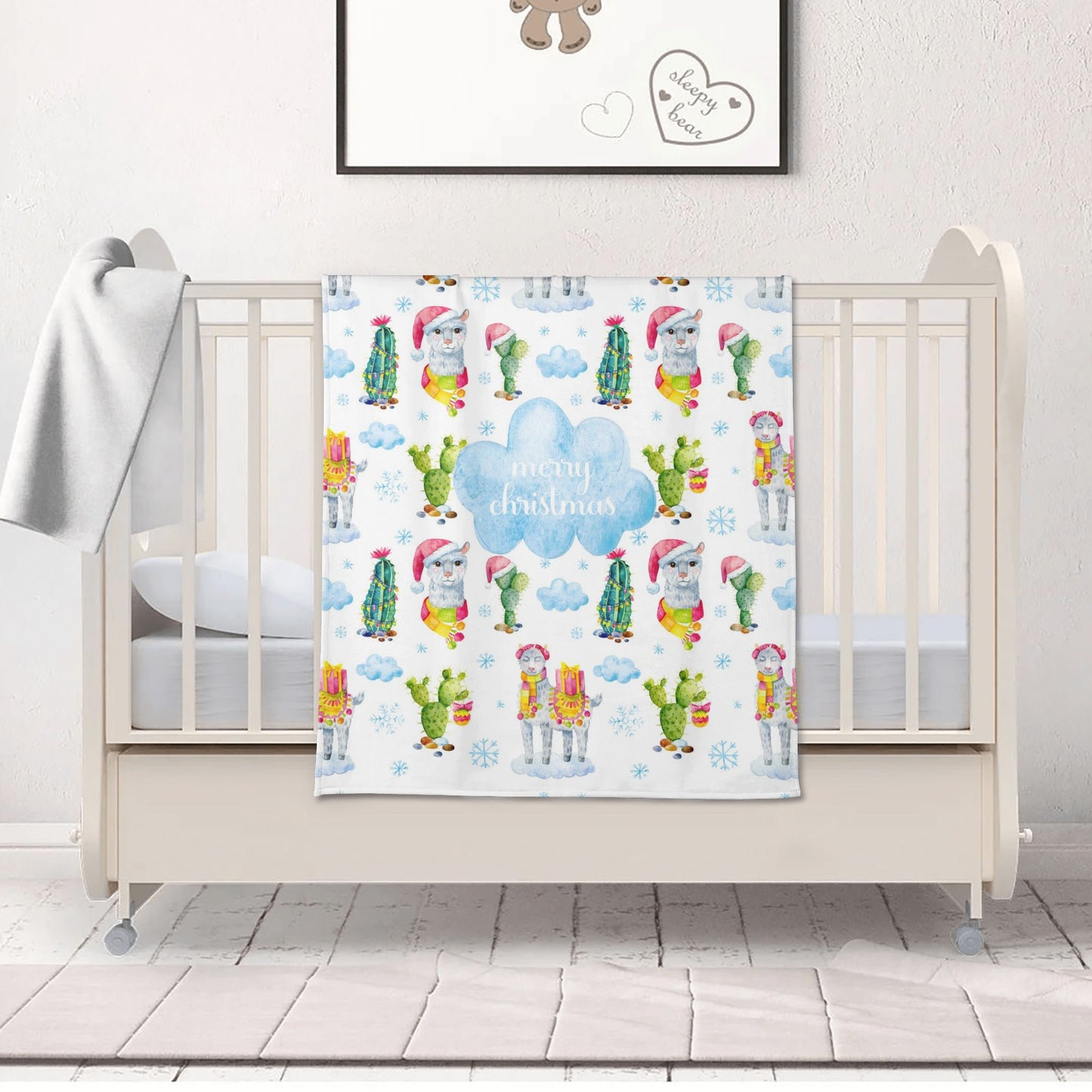 A Christmas Lama Soft Flannel Breathable Blanket for Babies and Tots