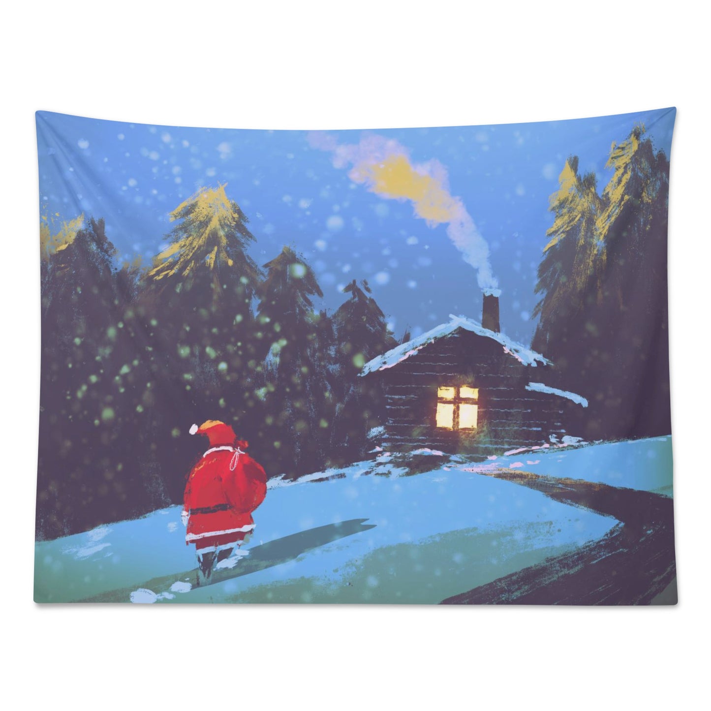 Santa Found The Cabin  With This Polyester Peach Skin Wall Tapestry 6 Sizes