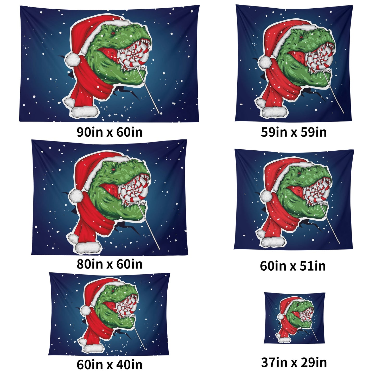 Dino Santa Brings Christmas Home With This Polyester Peach Skin Wall Tapestry 6 Sizes