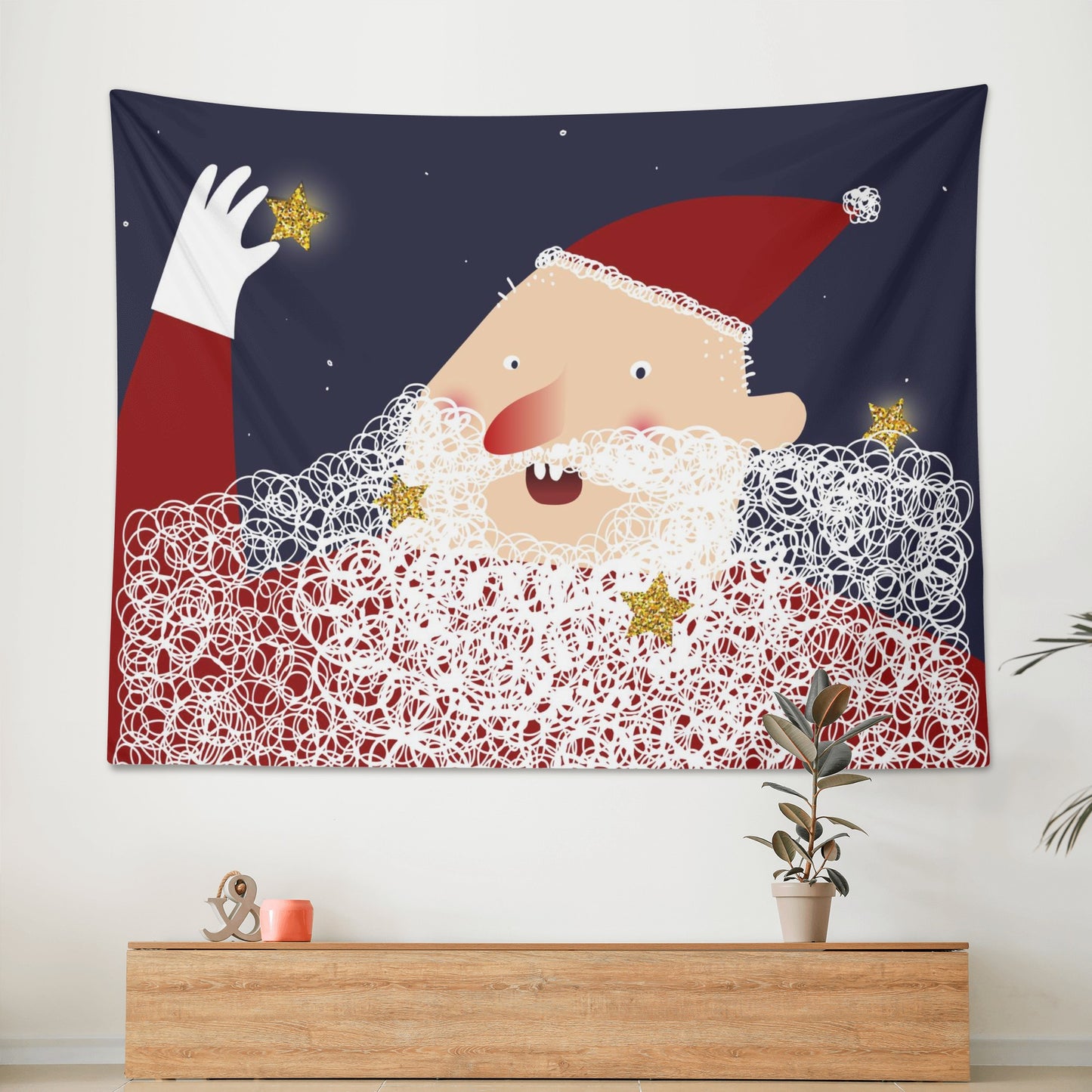 Santa Brings Christmas Home With This Polyester Peach Skin Wall Tapestry 6 Sizes