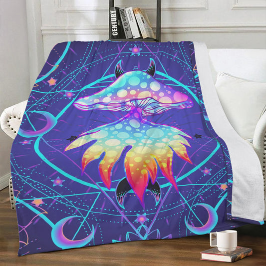 A Celestial Trip With This Psychedelic Mushroom Fleece Blanket