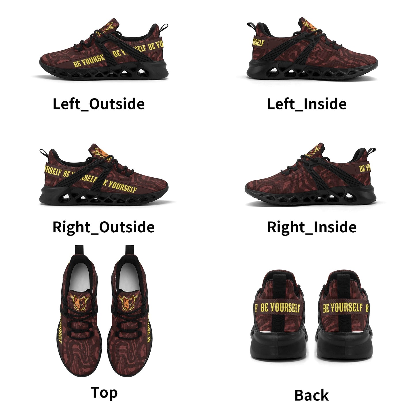 Be Yourself Brown and Yellow Sneakers for Mens Feet