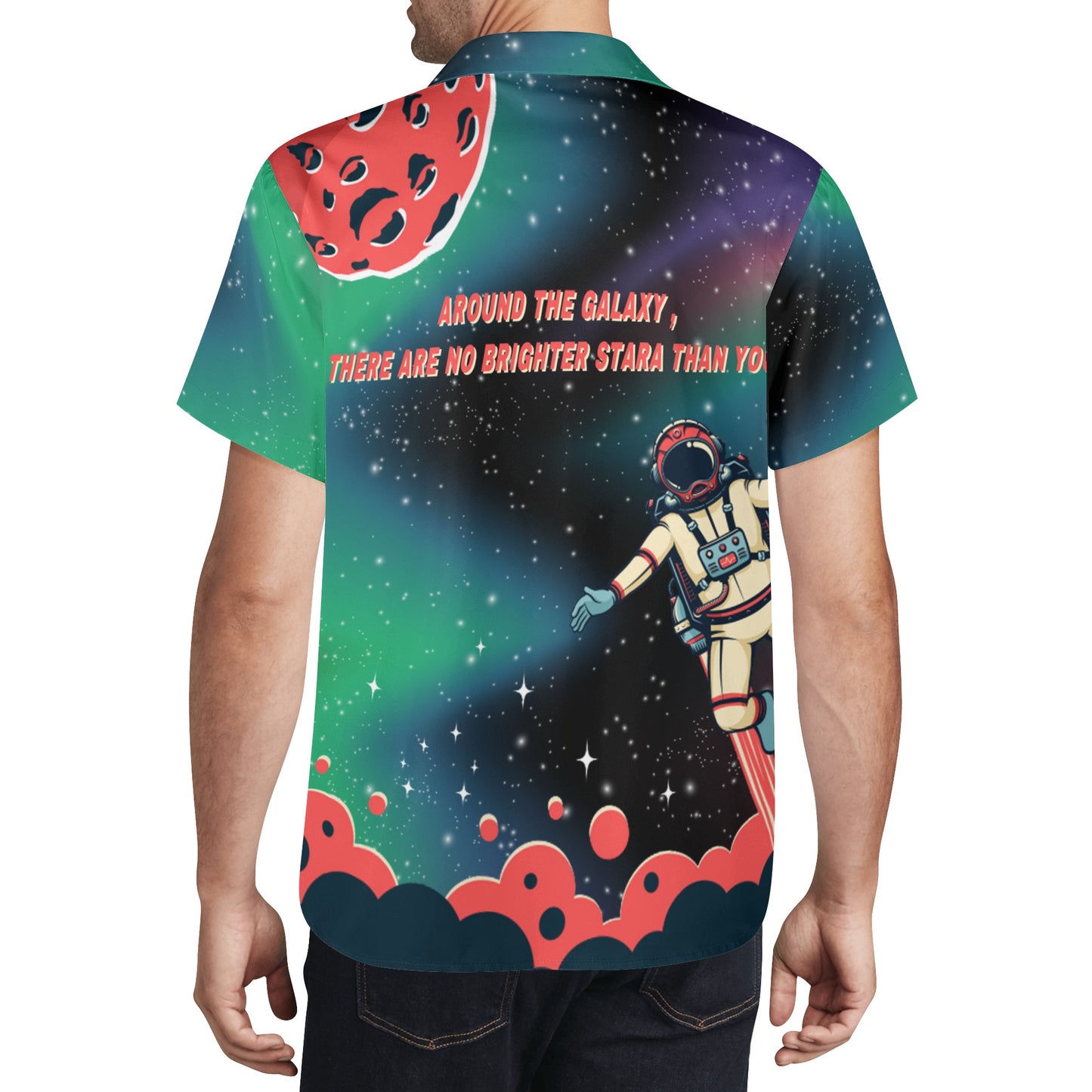 Astronaut In Space Mens Hawaiian Casual Shirt