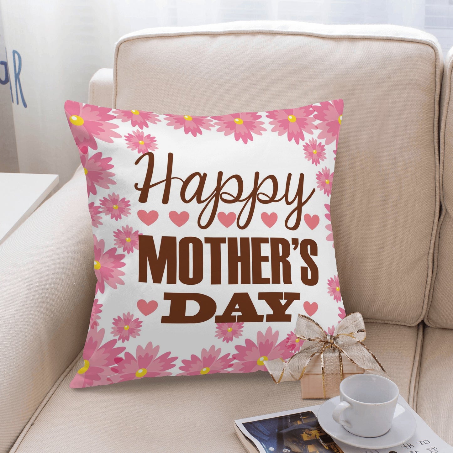 Beautiful Pink Mothers Day Pillow Cover A Gift That Says You Care