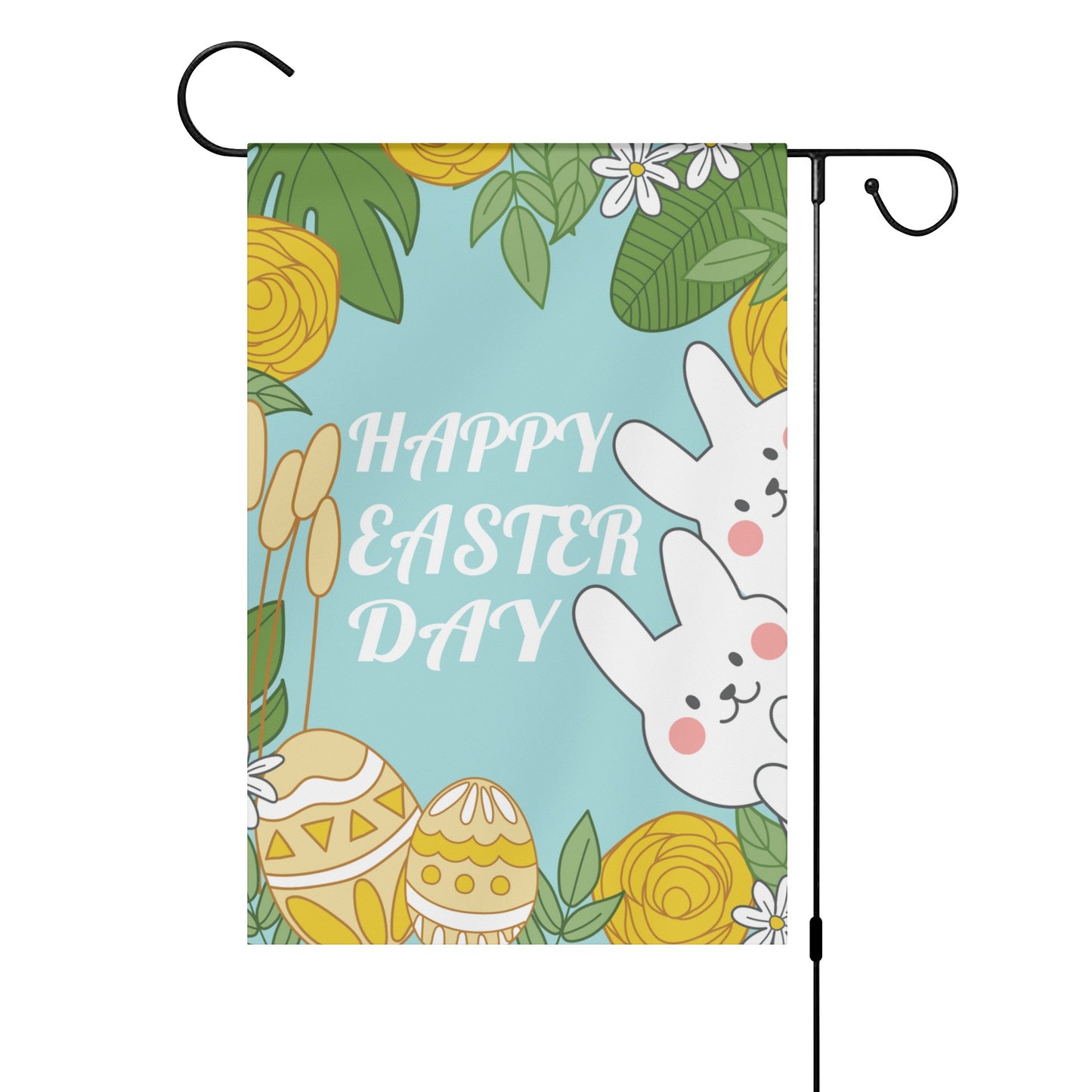 Pastel Happy Easter Bunny and Egg on a Satin Garden Flags 12X18 In