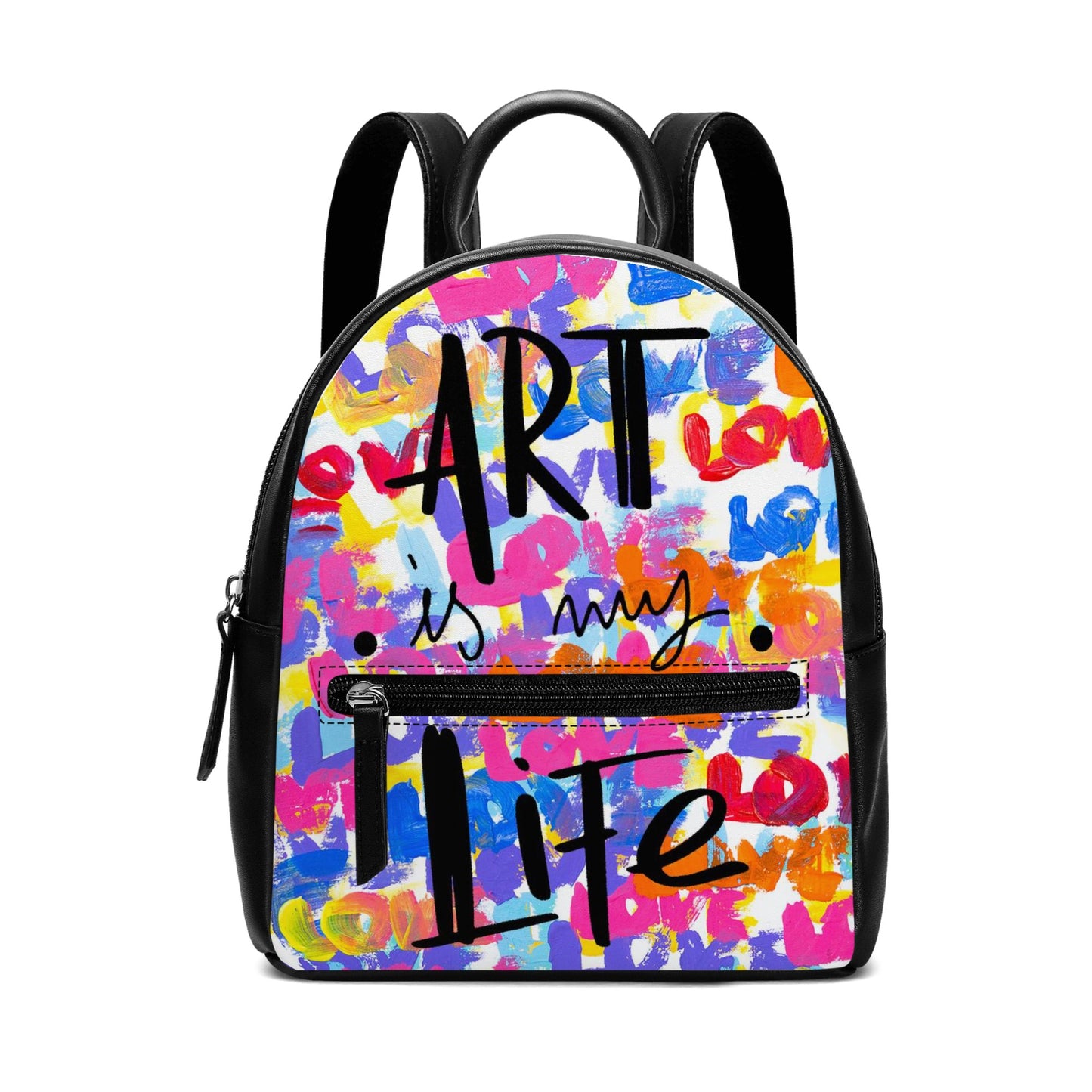 Art is My Life Back to School Cute You Are Love PU Backpack