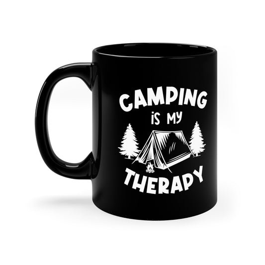 Camping is My Therapy 11oz Black Mug