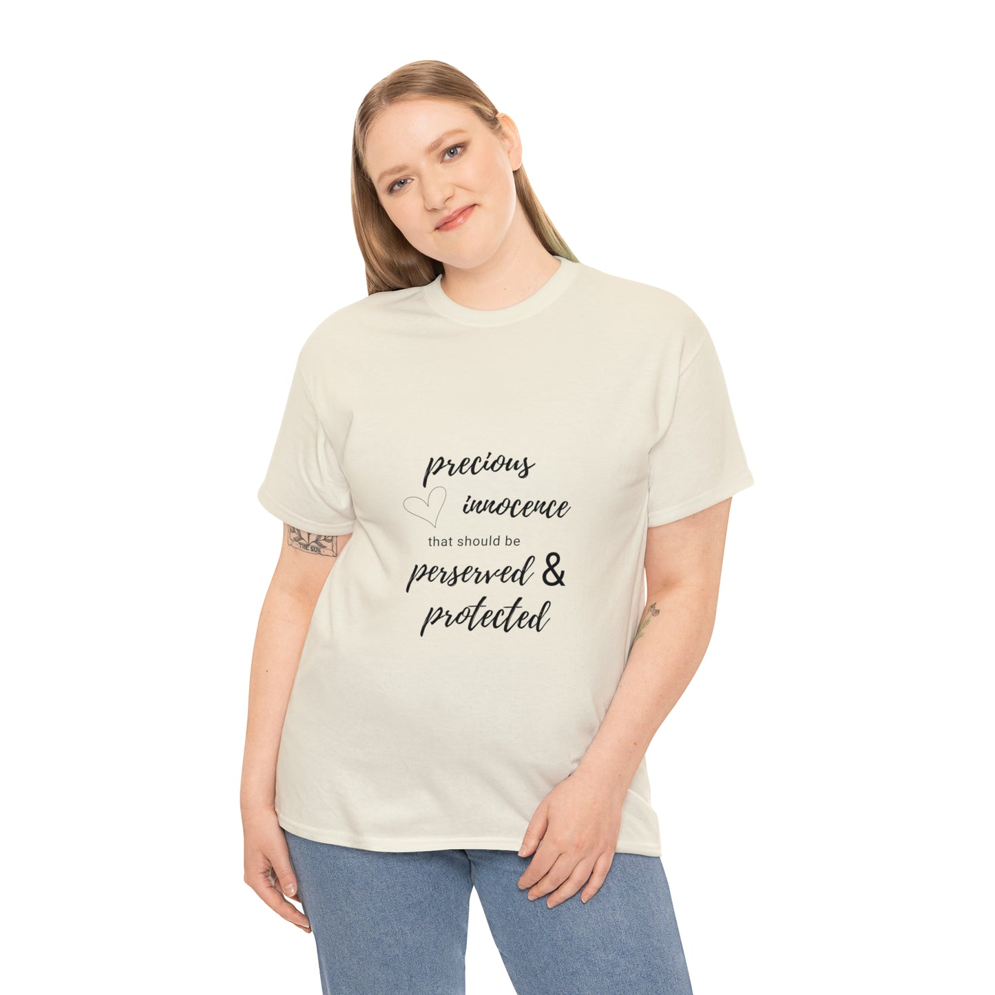 Child Abuse Awareness Protect the Innocent Heavy Cotton Tee