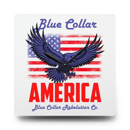 Blue Collar American Made Acrylic Wall Clock