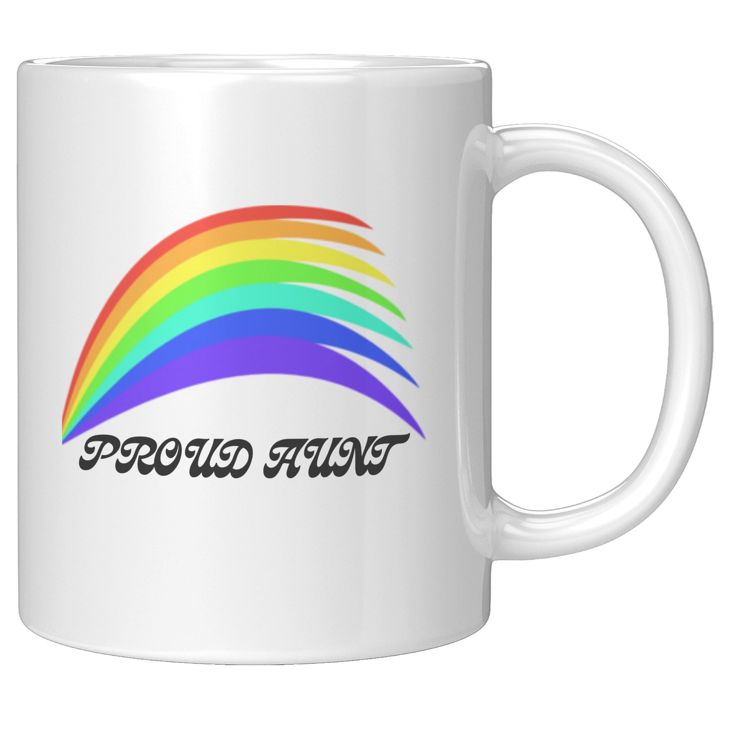 LGBTQ+ Pride Rainbow Mug For Aunt To Support Your Loved Ones, White With Colourful Design