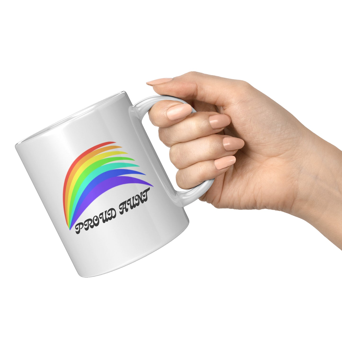 LGBTQ+ Pride Rainbow Mug For Aunt To Support Your Loved Ones, White With Colourful Design