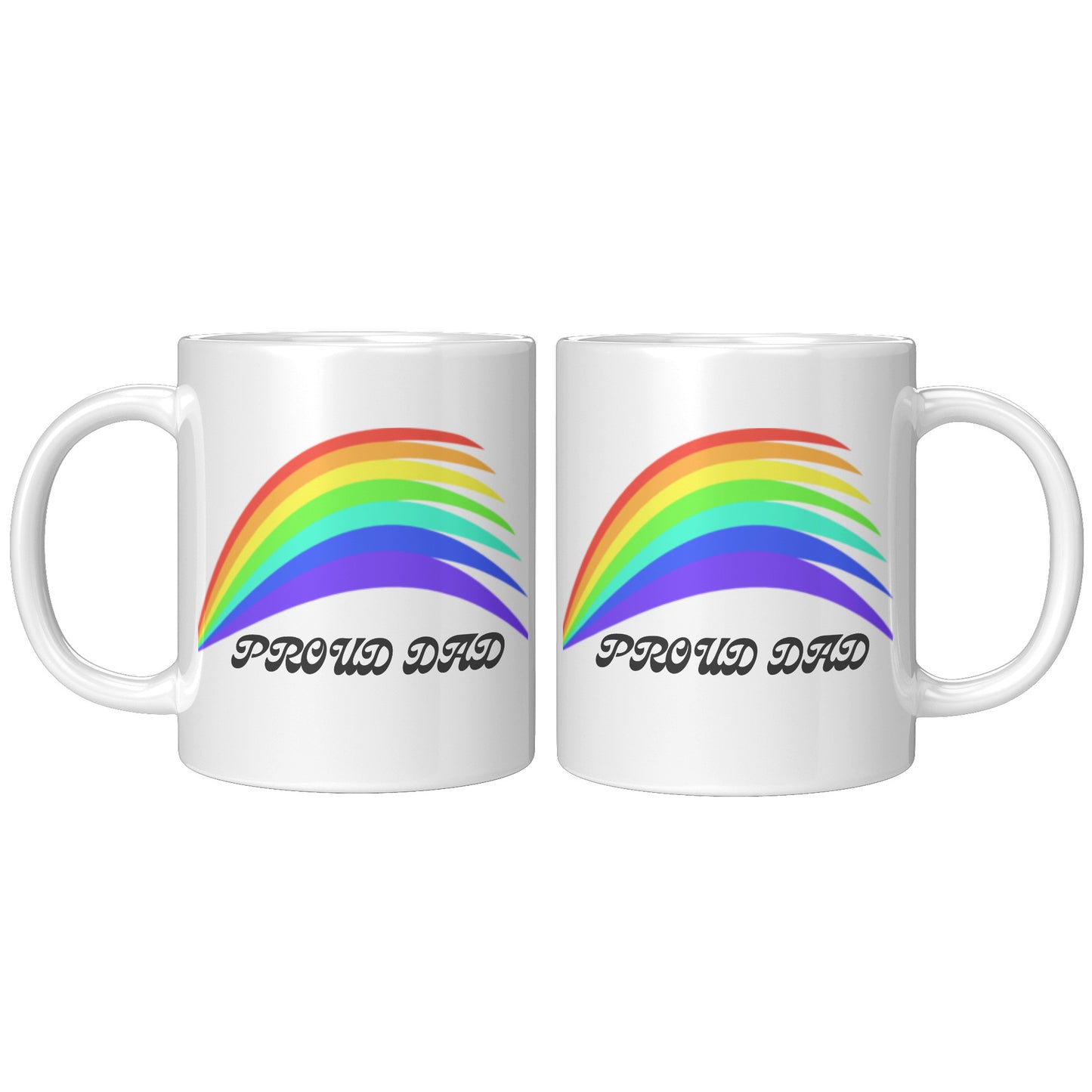 LGBTQ+ Pride Rainbow Mug For Dad To Support Your Loved Ones, White With Colourful Design