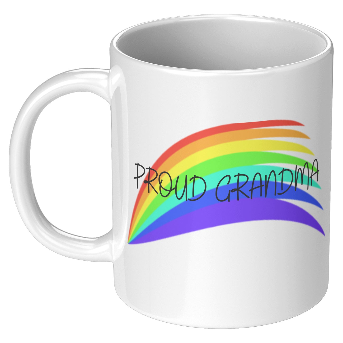 LGBTQ+ Pride Rainbow Mug For Grandma To Support Your Loved Ones, White With Colourful Design