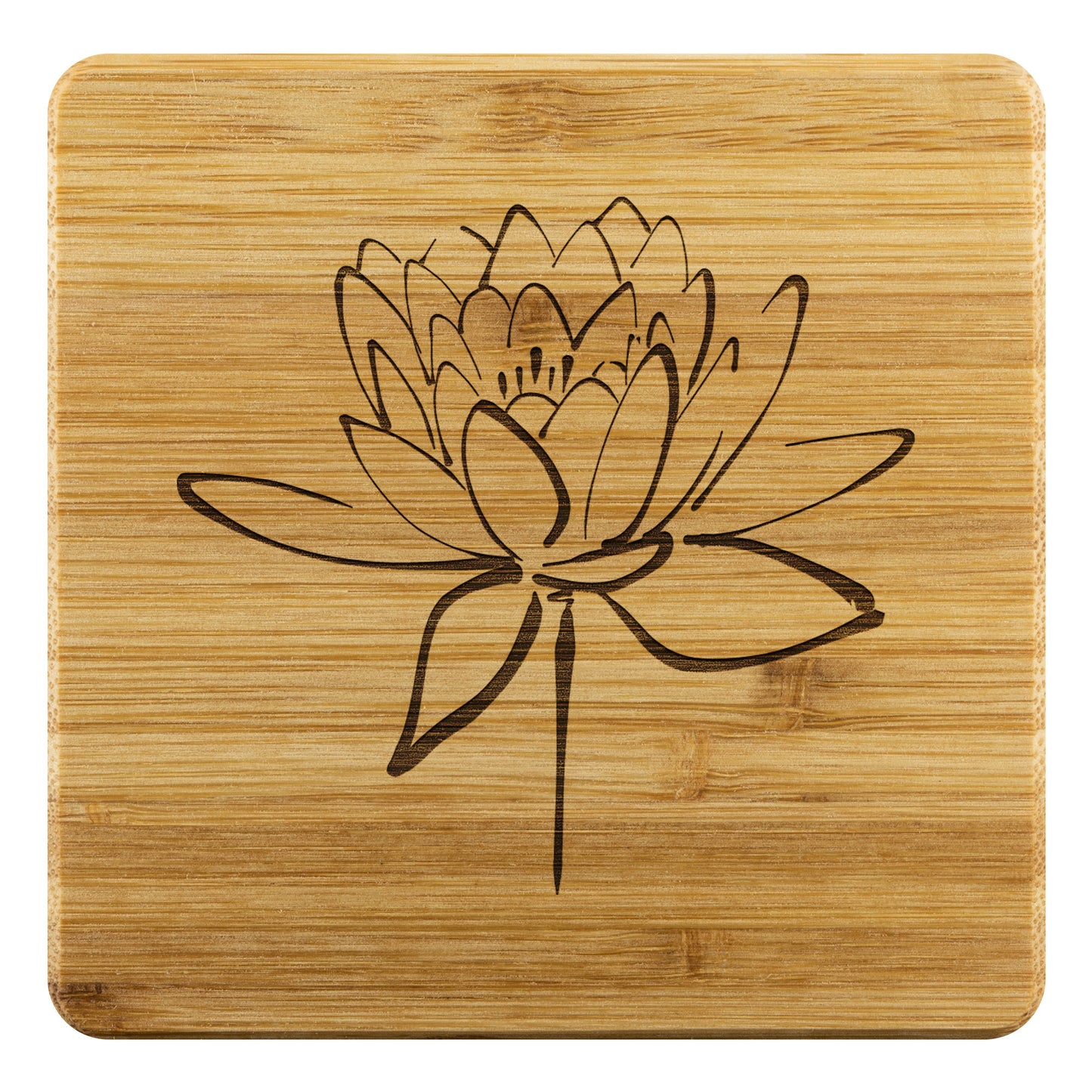 Lotus Flower Bamboo Coaster Set
