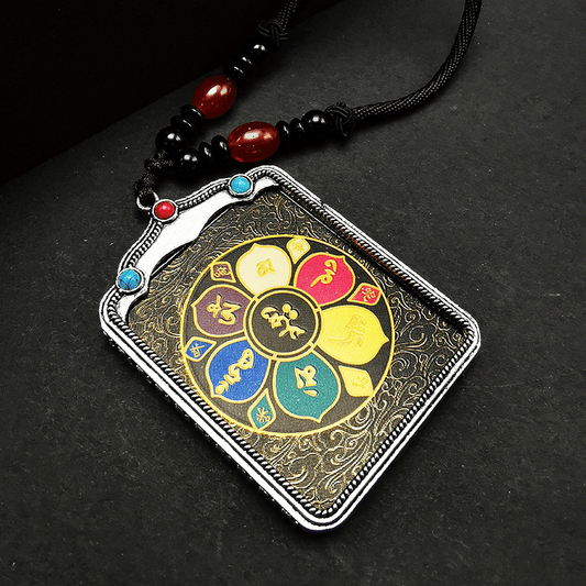 Black Gold Tibetan Thangka Gawu Box Pendant Necklace