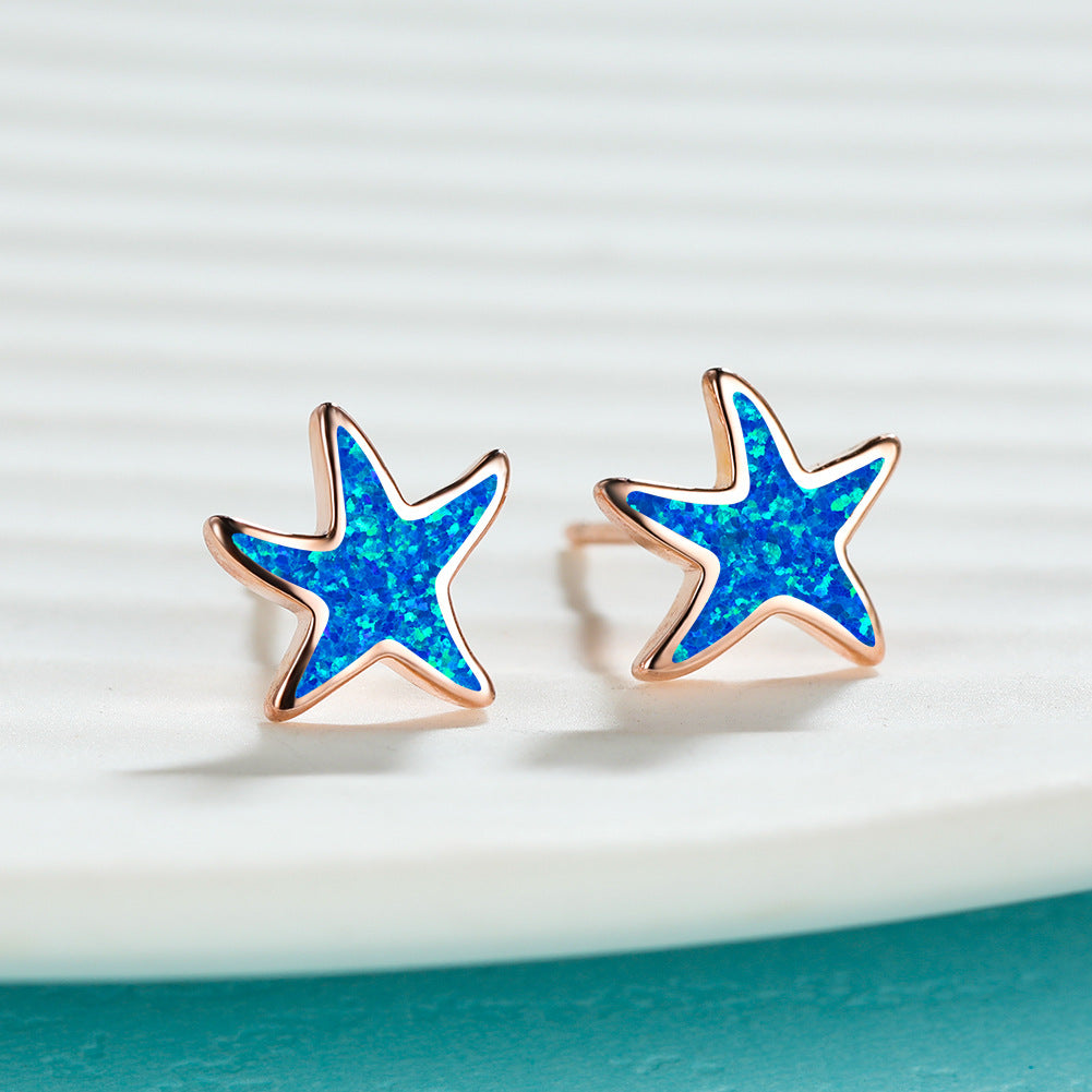 Simply Fresh And Sweet Opal Starfish Earrings