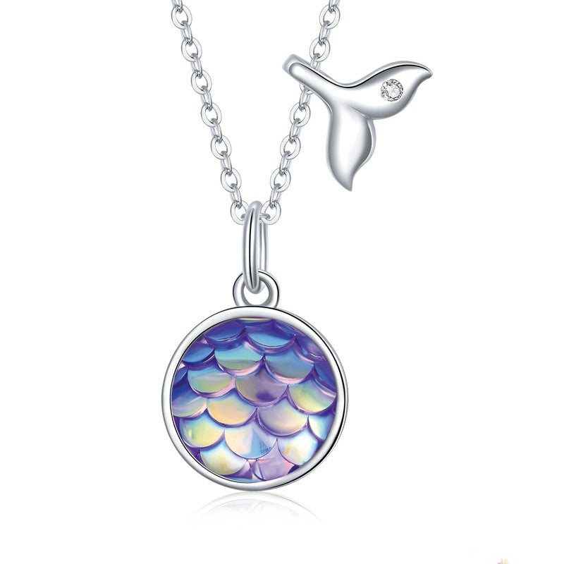 Dreamy Colorful Fish Scales Platinum Plated Clavicle Chain