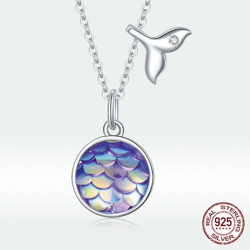 Dreamy Colorful Fish Scales Platinum Plated Clavicle Chain