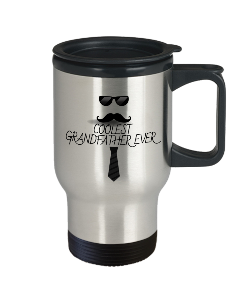 Fathers Day "Coolest Grandfather Ever" Stainless Steel Travel Mug With Lid