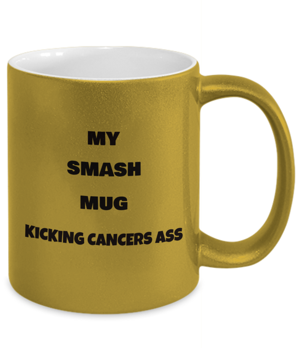 Kicking Cancers Ass Smash Mug Metallic Gold/Black