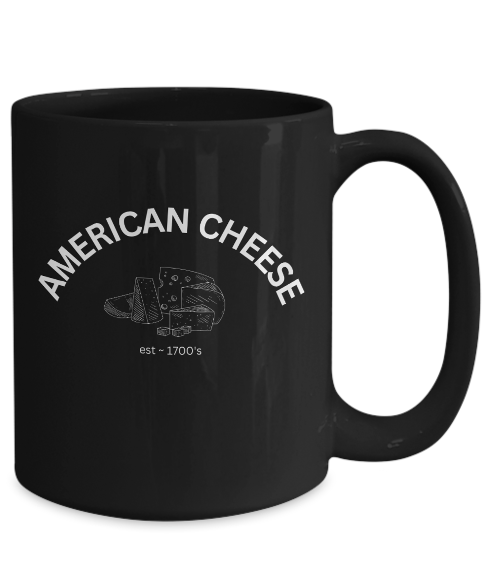 "American Cheese" Mug Black/White Available In 2 Sizes