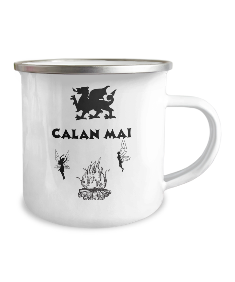 Celebrate Calan Mai Tribute to the Welsh Festival With This Outdoor Camping Mug White/Black