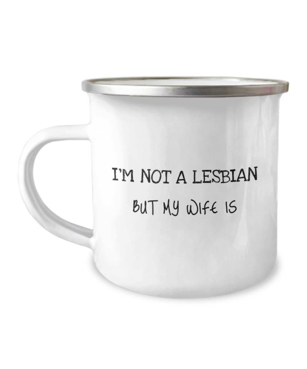 LGBTQ2S+ Pride Lesbian Wife Camping Mug for the outdoor enthusiasts