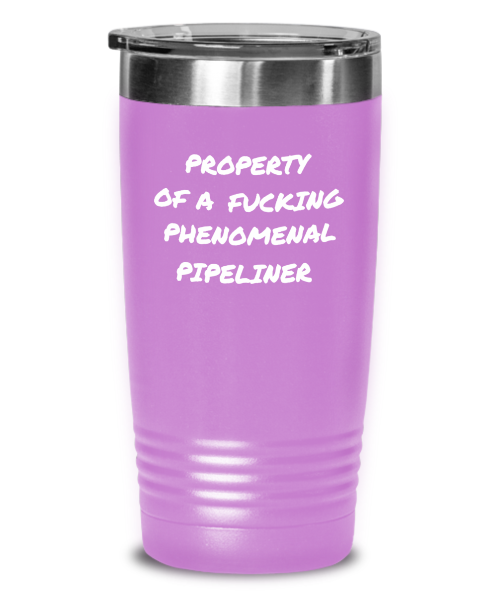 Property of a Pipeliner Vacuum Insulated Tumbler with Lid With Multiple Color Choices Available in 2 Sizes