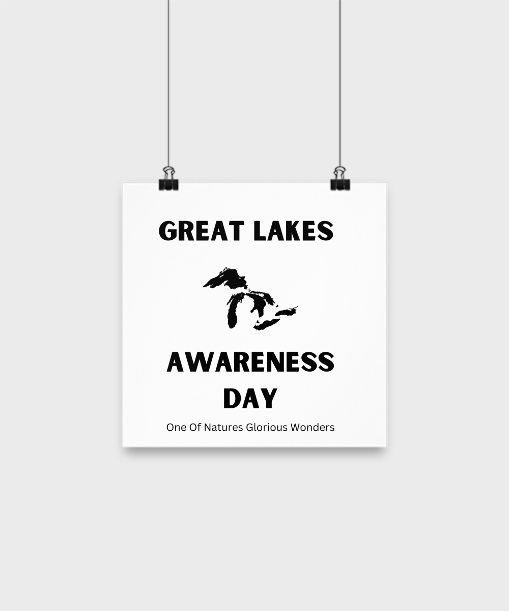 Great Lakes Awareness Poster White/Black With Multiple Size Choices
